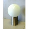 LAMPADA DA TAVOLO LUCE SOFFUSA SFERA VETRO OPALINO ACCIAIO VINTAGE LAMP 70's