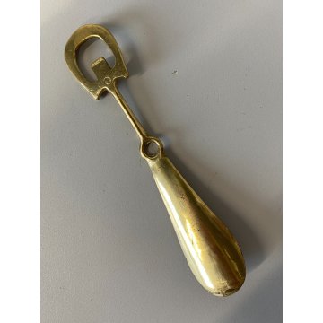 CALZASCARPE VINTAGE OTTONE LUCIDO ANTICATO IMPUGNATURA STAFFA CALZOLAIO '900