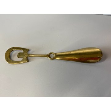 CALZASCARPE VINTAGE OTTONE LUCIDO ANTICATO IMPUGNATURA STAFFA CALZOLAIO '900