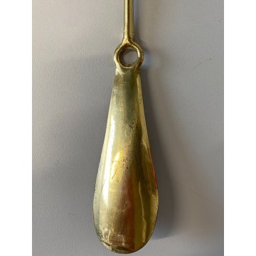 CALZASCARPE VINTAGE OTTONE LUCIDO ANTICATO IMPUGNATURA STAFFA CALZOLAIO '900