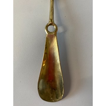 CALZASCARPE VINTAGE OTTONE LUCIDO ANTICATO IMPUGNATURA STAFFA CALZOLAIO '900