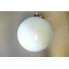 LAMPADA DA TAVOLO LUCE SOFFUSA SFERA VETRO OPALINO ACCIAIO VINTAGE LAMP 70's