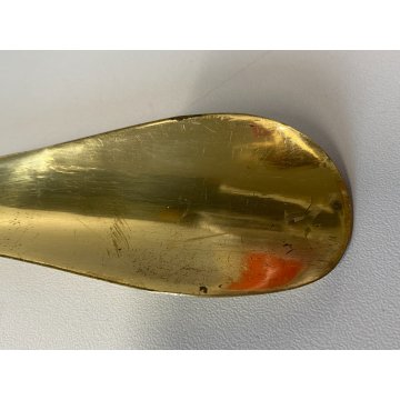 CALZASCARPE VINTAGE OTTONE LUCIDO ANTICATO IMPUGNATURA STAFFA CALZOLAIO '900