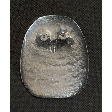 SCULTURA CRISTALLO VINTAGE CIVETTA GUFO DESIGN Mats Jonasson 10x3cm/h SVEZIA '80