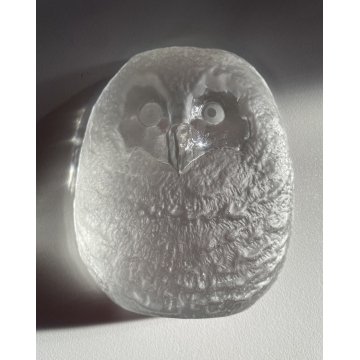 SCULTURA CRISTALLO VINTAGE CIVETTA GUFO DESIGN Mats Jonasson 10x3cm/h SVEZIA '80