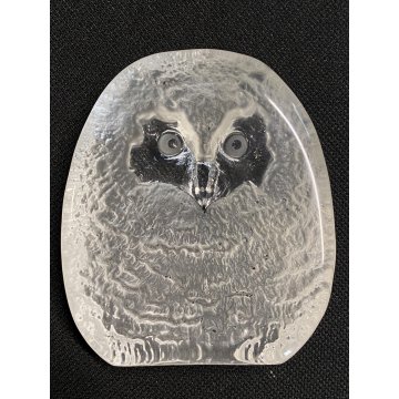 SCULTURA CRISTALLO VINTAGE CIVETTA GUFO DESIGN Mats Jonasson 10x3cm/h SVEZIA '80