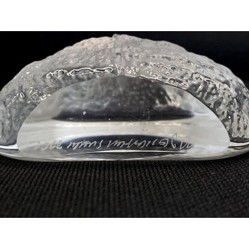 SCULTURA CRISTALLO VINTAGE CIVETTA GUFO DESIGN Mats Jonasson 10x3cm/h SVEZIA '80