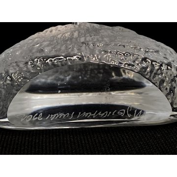 SCULTURA CRISTALLO VINTAGE CIVETTA GUFO DESIGN Mats Jonasson 10x3cm/h SVEZIA '80