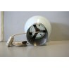 LAMPADA DA TAVOLO LUCE SOFFUSA SFERA VETRO OPALINO ACCIAIO VINTAGE LAMP 70's