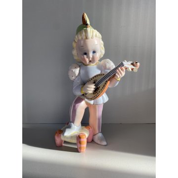 SCULTURA MAIOLICA La Freccia Tosin ROMANITICO FUTURISTA BIMBO PAGGIO MUSICO '900