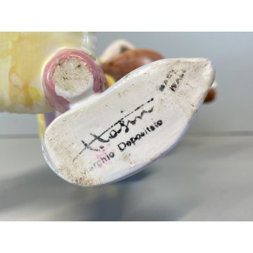 SCULTURA MAIOLICA La Freccia Tosin ROMANITICO FUTURISTA BIMBO PAGGIO MUSICO '900