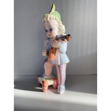 SCULTURA MAIOLICA La Freccia Tosin ROMANITICO FUTURISTA BIMBO PAGGIO MUSICO '900
