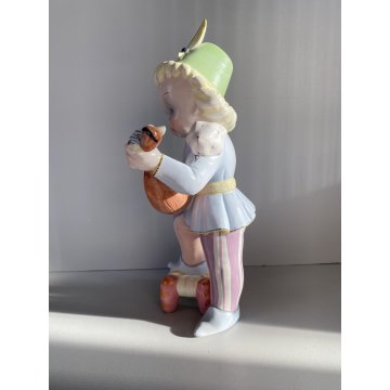 SCULTURA MAIOLICA La Freccia Tosin ROMANITICO FUTURISTA BIMBO PAGGIO MUSICO '900