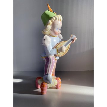 SCULTURA MAIOLICA La Freccia Tosin ROMANITICO FUTURISTA BIMBO PAGGIO MUSICO '900