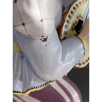 SCULTURA MAIOLICA La Freccia Tosin ROMANITICO FUTURISTA BIMBO PAGGIO MUSICO '900