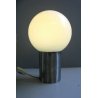 LAMPADA DA TAVOLO LUCE SOFFUSA SFERA VETRO OPALINO ACCIAIO VINTAGE LAMP 70's