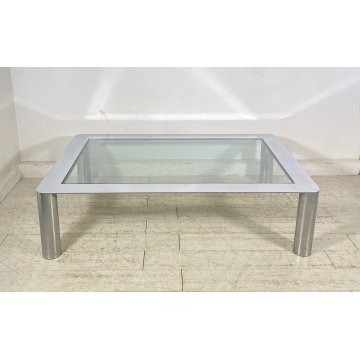 TAVOLINO SALOTTO Sergio Mazza ANNI 70 Cinova ACCIAIO CROMATO VETRO TABLE DESIGN