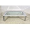 TAVOLINO SALOTTO Sergio Mazza ANNI 70 Cinova ACCIAIO CROMATO VETRO TABLE DESIGN