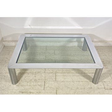 TAVOLINO SALOTTO Sergio Mazza ANNI 70 Cinova ACCIAIO CROMATO VETRO TABLE DESIGN
