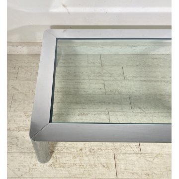 TAVOLINO SALOTTO Sergio Mazza ANNI 70 Cinova ACCIAIO CROMATO VETRO TABLE DESIGN