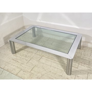 TAVOLINO SALOTTO Sergio Mazza ANNI 70 Cinova ACCIAIO CROMATO VETRO TABLE DESIGN