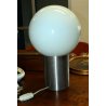 LAMPADA DA TAVOLO LUCE SOFFUSA SFERA VETRO OPALINO ACCIAIO VINTAGE LAMP 70's