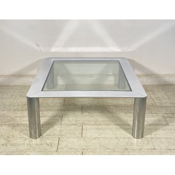TAVOLINO SALOTTO Sergio Mazza ANNI 70 Cinova ACCIAIO CROMATO VETRO TABLE DESIGN