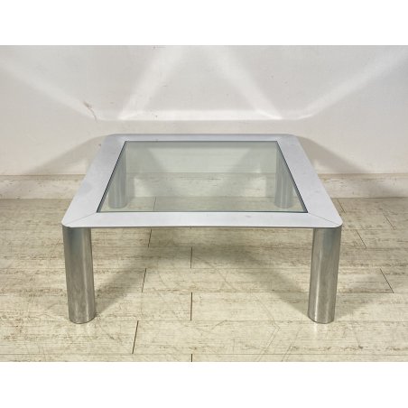 TAVOLINO SALOTTO Sergio Mazza ANNI 70 Cinova ACCIAIO CROMATO VETRO TABLE DESIGN