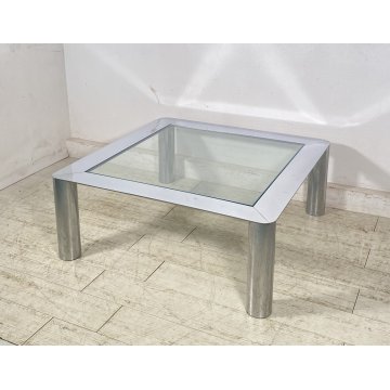 TAVOLINO SALOTTO Sergio Mazza ANNI 70 Cinova ACCIAIO CROMATO VETRO TABLE DESIGN