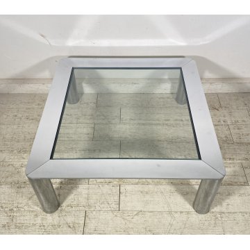 TAVOLINO SALOTTO Sergio Mazza ANNI 70 Cinova ACCIAIO CROMATO VETRO TABLE DESIGN