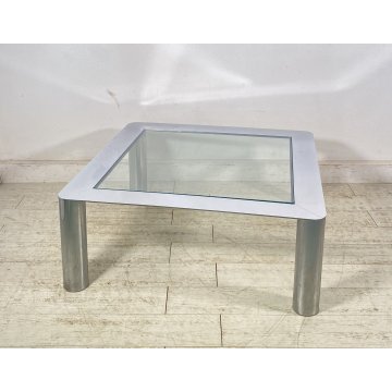 TAVOLINO SALOTTO Sergio Mazza ANNI 70 Cinova ACCIAIO CROMATO VETRO TABLE DESIGN