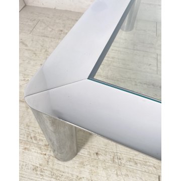 TAVOLINO SALOTTO Sergio Mazza ANNI 70 Cinova ACCIAIO CROMATO VETRO TABLE DESIGN