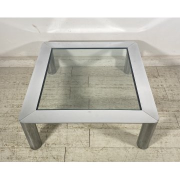 TAVOLINO SALOTTO Sergio Mazza ANNI 70 Cinova ACCIAIO CROMATO VETRO TABLE DESIGN