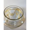 ANTICO VASO CRISTALLO DECORO INCISO DORATO COPERCHIO METALLO FLOWER FROG LID '30
