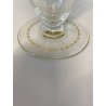 ANTICO VASO CRISTALLO DECORO INCISO DORATO COPERCHIO METALLO FLOWER FROG LID '30