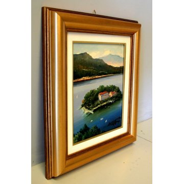  QUADRO OLIO TAVOLA Luciano Lutring VEDUTA ISOLA MADRE STRESA LAGO MAGGIORE 2012