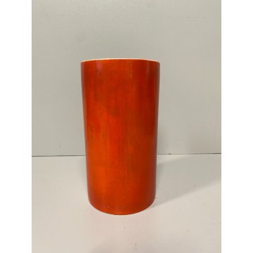 VASO CERAMICA CILINDRICO DESIGN Richard Ginori  ARANCIONE ø 8 x 15,5 cm/h '70s