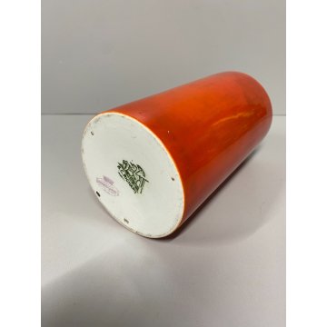 VASO CERAMICA CILINDRICO DESIGN Richard Ginori  ARANCIONE ø 8 x 15,5 cm/h '70s