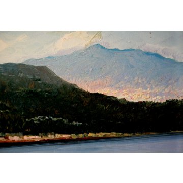  QUADRO OLIO TAVOLA Luciano Lutring VEDUTA ISOLA MADRE STRESA LAGO MAGGIORE 2012