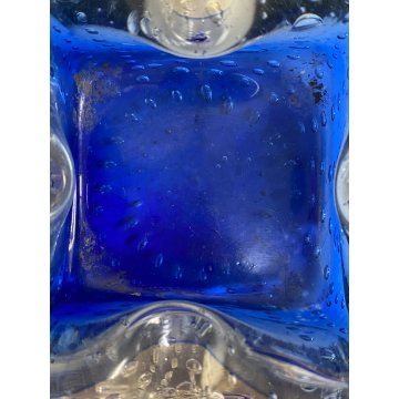 VINTAGE BOWL Galliano Ferro SVOTATASCHE VETRO Murano BULLICANTE BLU TRASPARENTE