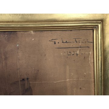 ANTICO QUADRO DIPINTO ACQUERELLO G. Lentini EPOCA 1937 NATURA MORTA vaso fiori