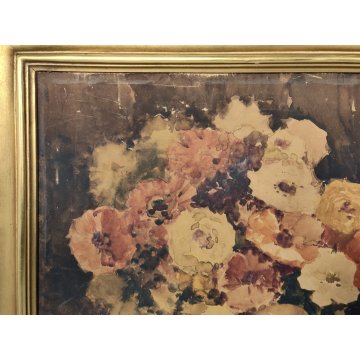 ANTICO QUADRO DIPINTO ACQUERELLO G. Lentini EPOCA 1937 NATURA MORTA vaso fiori