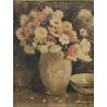 ANTICO QUADRO DIPINTO ACQUERELLO G. Lentini EPOCA 1937 NATURA MORTA vaso fiori