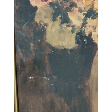 ANTICO QUADRO DIPINTO ACQUERELLO G. Lentini EPOCA 1937 NATURA MORTA vaso fiori