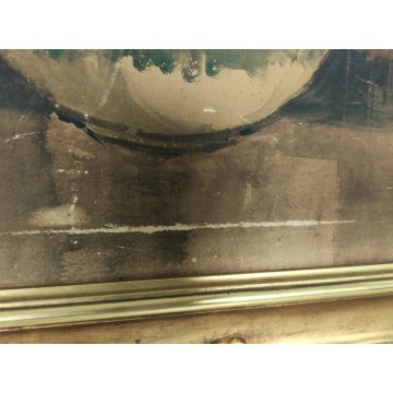 ANTICO QUADRO DIPINTO ACQUERELLO G. Lentini EPOCA 1937 NATURA MORTA vaso fiori