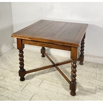 ANTICO TAVOLO PRANZO ALLUNGABILE A TIRO LEGNO 1800 LUIGI FILIPPO TABLE ROCCHETTO