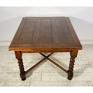 ANTICO TAVOLO PRANZO ALLUNGABILE A TIRO LEGNO 1800 LUIGI FILIPPO TABLE ROCCHETTO