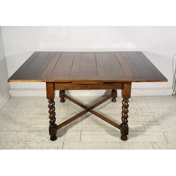 ANTICO TAVOLO PRANZO ALLUNGABILE A TIRO LEGNO 1800 LUIGI FILIPPO TABLE ROCCHETTO