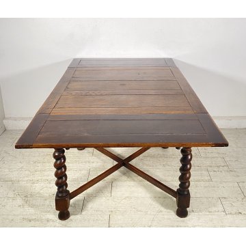 ANTICO TAVOLO PRANZO ALLUNGABILE A TIRO LEGNO 1800 LUIGI FILIPPO TABLE ROCCHETTO