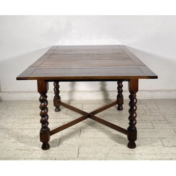 ANTICO TAVOLO PRANZO ALLUNGABILE A TIRO LEGNO 1800 LUIGI FILIPPO TABLE ROCCHETTO